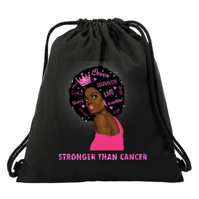 Stronger Than Cancer African American Woman Drawstring Bag