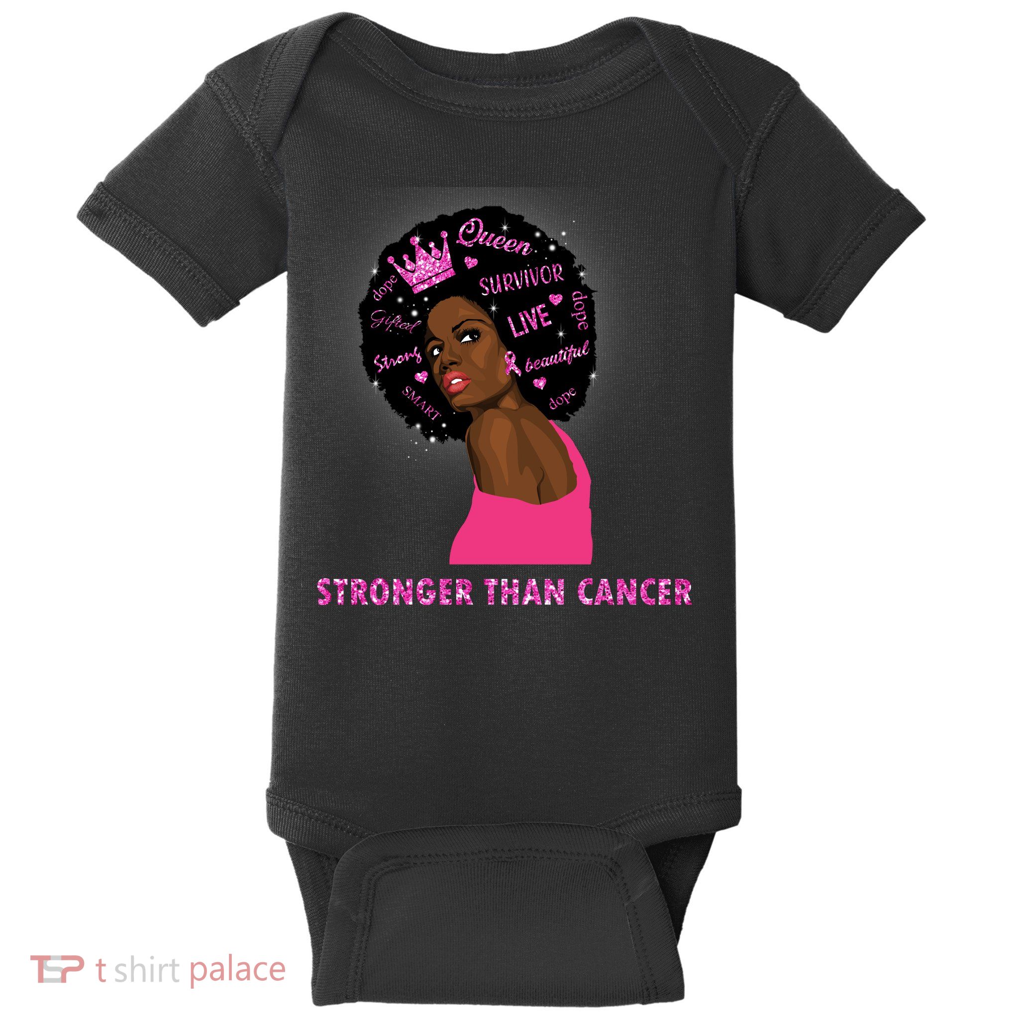 Stronger Than Cancer African American Woman Baby Bodysuit