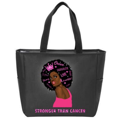 Stronger Than Cancer African American Woman Zip Tote Bag