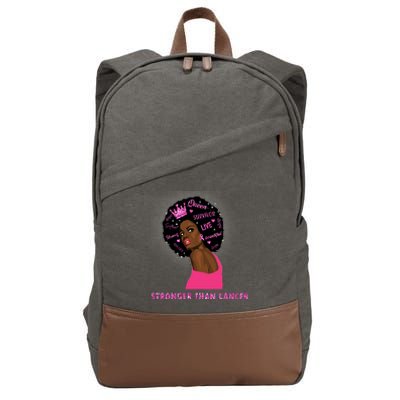 Stronger Than Cancer African American Woman Cotton Canvas Backpack