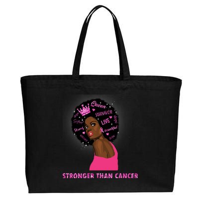 Stronger Than Cancer African American Woman Cotton Canvas Jumbo Tote