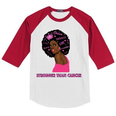 Stronger Than Cancer African American Woman Kids Colorblock Raglan Jersey