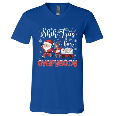 Shih Tzu Christmas Shih Tzus For Everybody Xmas Cute Gift V-Neck T-Shirt