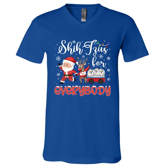 Shih Tzu Christmas Shih Tzus For Everybody Xmas Cute Gift V-Neck T-Shirt