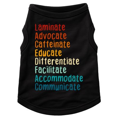 Sped Teacher Caffeinate Advocate Laminate Educate Teacher Doggie Tank