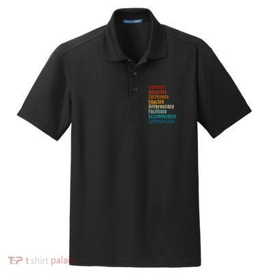 Sped Teacher Caffeinate Advocate Laminate Educate Teacher Dry Zone Grid Polo