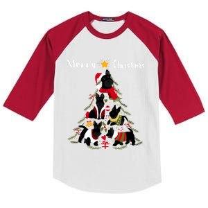 Scottish Terrier Christmas Tree Xmas Dog Lover Gift Kids Colorblock Raglan Jersey