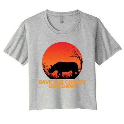 Save The Chubby Unicorns Fat Rhino Cool Gift Women's Crop Top Tee