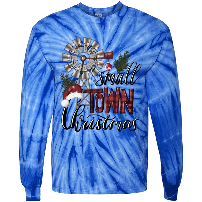 Small Town Christmas Western Hometown Xmas Farm Fresh Gift Tie-Dye Long Sleeve Shirt