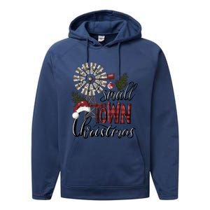 Small Town Christmas Western Hometown Xmas Farm Fresh Gift Performance Fleece Hoodie