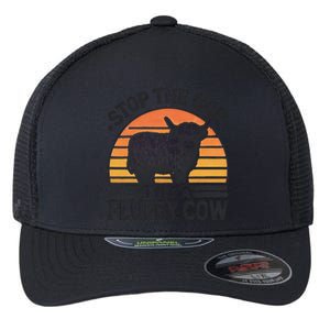 Stop The Car I See Fluffy Cow Retro Highland Cow Lover Funny Gift Flexfit Unipanel Trucker Cap