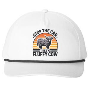 Stop The Car I See Fluffy Cow Retro Highland Cow Lover Funny Gift Snapback Five-Panel Rope Hat