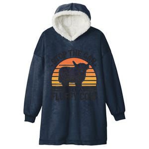 Stop The Car I See Fluffy Cow Retro Highland Cow Lover Funny Gift Hooded Wearable Blanket