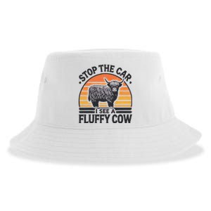 Stop The Car I See Fluffy Cow Retro Highland Cow Lover Funny Gift Sustainable Bucket Hat