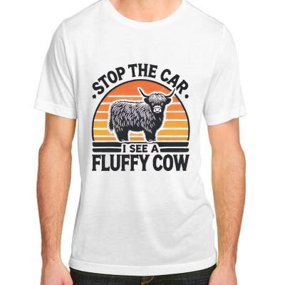 Stop The Car I See Fluffy Cow Retro Highland Cow Lover Funny Gift Adult ChromaSoft Performance T-Shirt