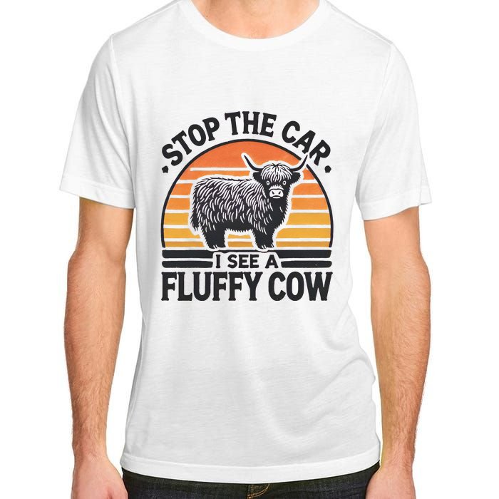 Stop The Car I See Fluffy Cow Retro Highland Cow Lover Funny Gift Adult ChromaSoft Performance T-Shirt