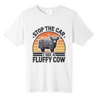 Stop The Car I See Fluffy Cow Retro Highland Cow Lover Funny Gift Tall Fusion ChromaSoft Performance T-Shirt