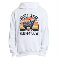 Stop The Car I See Fluffy Cow Retro Highland Cow Lover Funny Gift Urban Pullover Hoodie