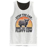 Stop The Car I See Fluffy Cow Retro Highland Cow Lover Funny Gift Mesh Reversible Basketball Jersey Tank