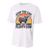 Stop The Car I See Fluffy Cow Retro Highland Cow Lover Funny Gift Performance Sprint T-Shirt