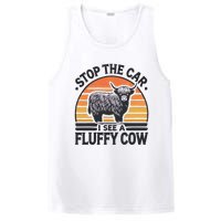 Stop The Car I See Fluffy Cow Retro Highland Cow Lover Funny Gift PosiCharge Competitor Tank