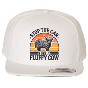 Stop The Car I See Fluffy Cow Retro Highland Cow Lover Funny Gift Wool Snapback Cap