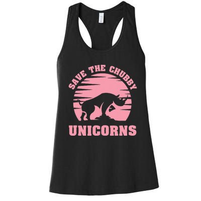 Save The Chubby Unicorns Funny Unicorn Rhino Women's Racerback Tank