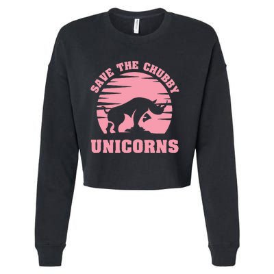 Save The Chubby Unicorns Funny Unicorn Rhino Cropped Pullover Crew