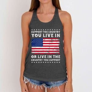 Support The Country You Live In The Country You Women's Knotted Racerback Tank