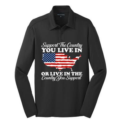 Support The Country You Live In The Country You Support Usa Silk Touch Performance Long Sleeve Polo