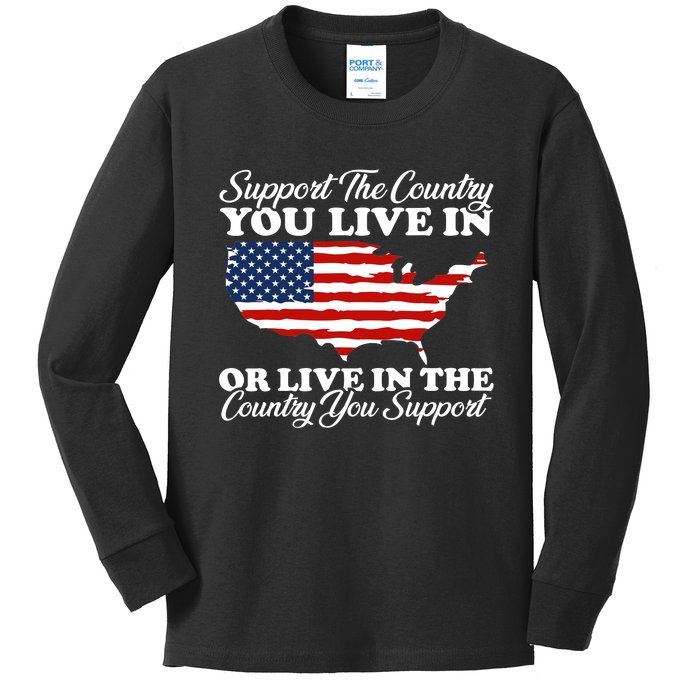 Support The Country You Live In The Country You Support Usa Kids Long Sleeve Shirt