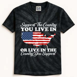 Support The Country You Live In The Country You Support Usa Kids Tie-Dye T-Shirt