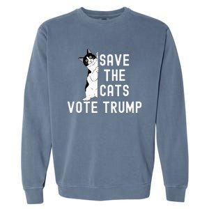 Save The Cats Vote Trump Political Cat Humor Cat Garment-Dyed Sweatshirt