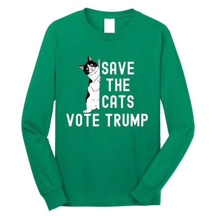 Save The Cats Vote Trump Political Cat Humor Cat Long Sleeve Shirt