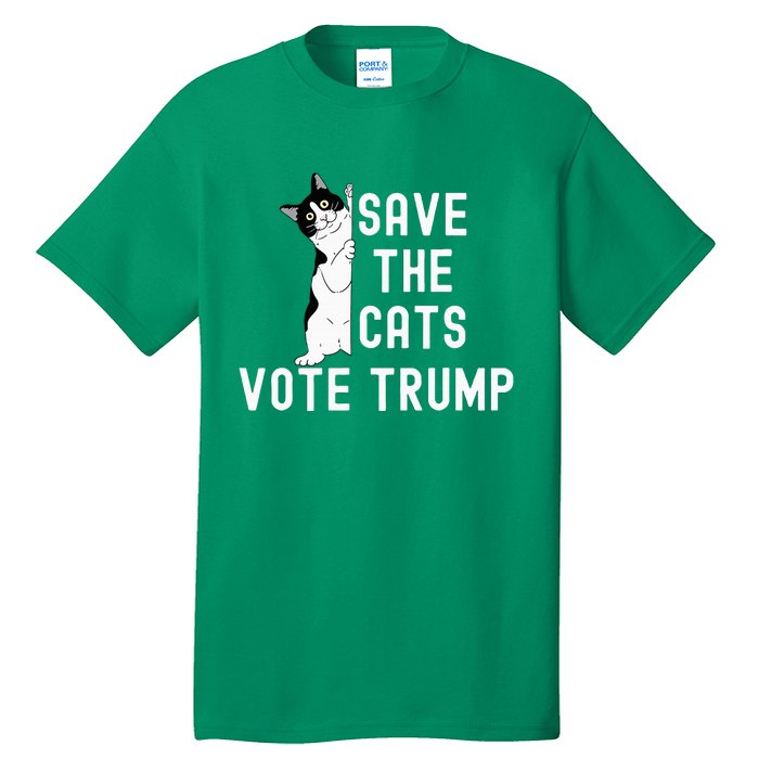 Save The Cats Vote Trump Political Cat Humor Cat Tall T-Shirt