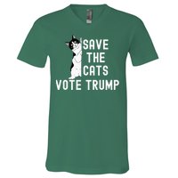 Save The Cats Vote Trump Political Cat Humor Cat V-Neck T-Shirt