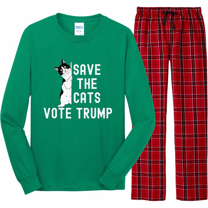 Save The Cats Vote Trump Political Cat Humor Cat Long Sleeve Pajama Set