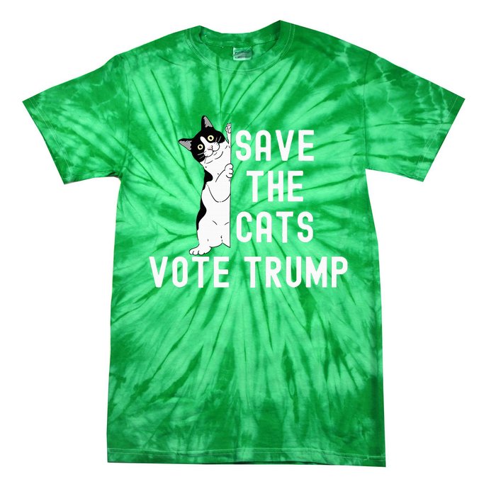 Save The Cats Vote Trump Political Cat Humor Cat Tie-Dye T-Shirt