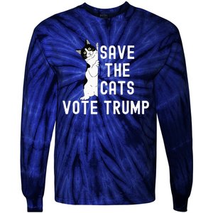 Save The Cats Vote Trump Political Cat Humor Cat Tie-Dye Long Sleeve Shirt