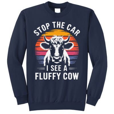 Stop The Car I See Fluffy Cow Retro Highland Cow Lover Funny Sweatshirt