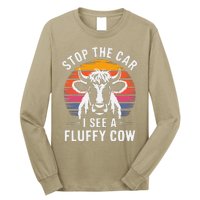 Stop The Car I See Fluffy Cow Retro Highland Cow Lover Funny Long Sleeve Shirt