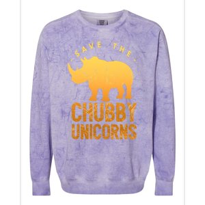 Save The Chubby Unicorns Funny Rhino Animal Rights Gift Colorblast Crewneck Sweatshirt