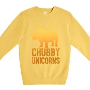 Save The Chubby Unicorns Funny Rhino Animal Rights Gift Premium Crewneck Sweatshirt