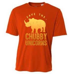 Save The Chubby Unicorns Funny Rhino Animal Rights Gift Cooling Performance Crew T-Shirt