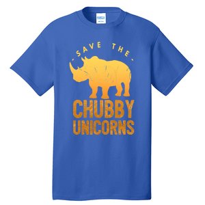 Save The Chubby Unicorns Funny Rhino Animal Rights Gift Tall T-Shirt