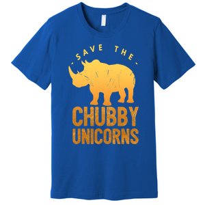 Save The Chubby Unicorns Funny Rhino Animal Rights Gift Premium T-Shirt