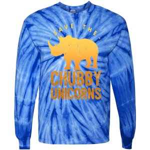 Save The Chubby Unicorns Funny Rhino Animal Rights Gift Tie-Dye Long Sleeve Shirt