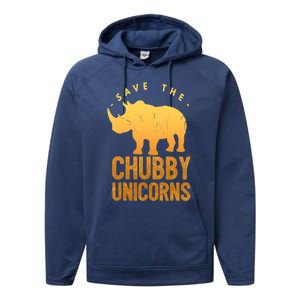 Save The Chubby Unicorns Funny Rhino Animal Rights Gift Performance Fleece Hoodie