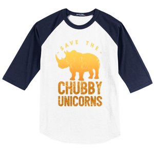 Save The Chubby Unicorns Funny Rhino Animal Rights Gift Baseball Sleeve Shirt