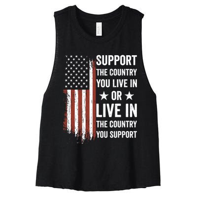 Support The Country You Live In The Country You Support Usa Women's Racerback Cropped Tank